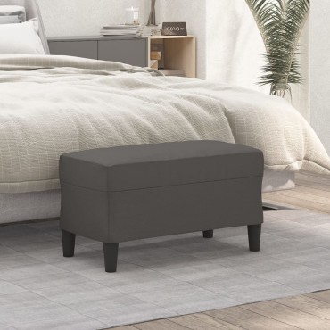 vidaXL Πάγκος Γκρι 70x35x41cm από Συνθετικό Δέρμα 1 τεμ.