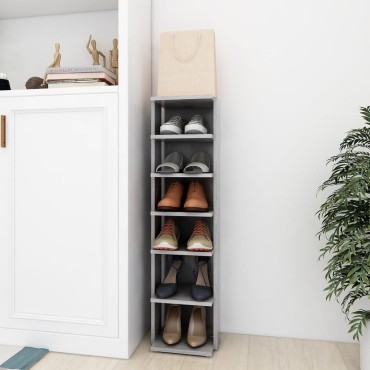 vidaXL Παπουτσοθήκη Γκρι Σκυροδέματος 27,5x27x102cm Επεξ. Ξύλο