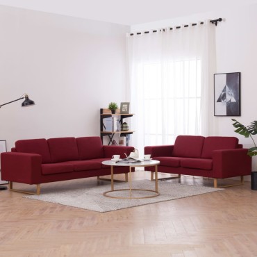 vidaXL Σετ Σαλονιού 2 τεμ. Μπορντό Υφασμάτινο 156x82x75cm  Διθέσιος Τριθέσιος