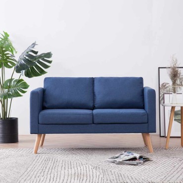 vidaXL Καναπές Διθέσιος Μπλε Υφασμάτινος 116x70x73cm 1 τεμ.