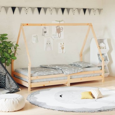 vidaXL Πλαίσιο Παιδικού Κρεβατιού 90x190cm από Μασίφ Ξύλο Πεύκου 1 τεμ. - Μονό