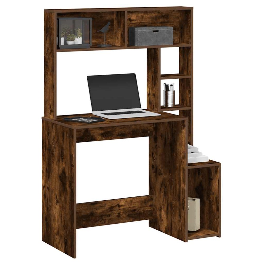vidaXL Γραφείο με Ράφια Καπνιστή Δρυς 100x45x140cm Επεξεργασμένο Ξύλο 1 τεμ. vidaXL Γραφείο με Ράφια Καπνιστή Δρυς 100x45x140cm Επεξεργασμένο Ξύλο 1 τεμ.