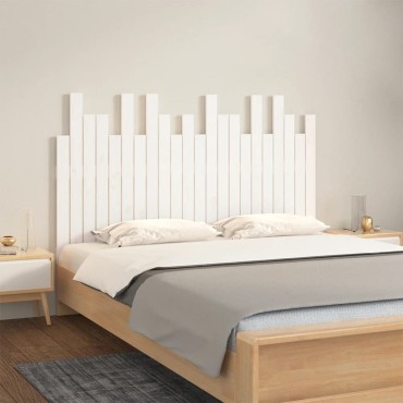 vidaXL Κεφαλάρι Τοίχου Λευκό 140x3x80cm από Μασίφ Ξύλο Πεύκου 1 τεμ.