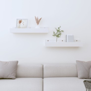 vidaXL Ράφια Τοίχου 2 τεμ. Λευκό 50x12x9cm από Μασίφ Ξύλο Πεύκου