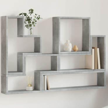 vidaXL Ραφιέρα Τοίχου Γκρι Σκυροδέματος 96x12x64cm από Επεξ. Ξύλο 1 τεμ.