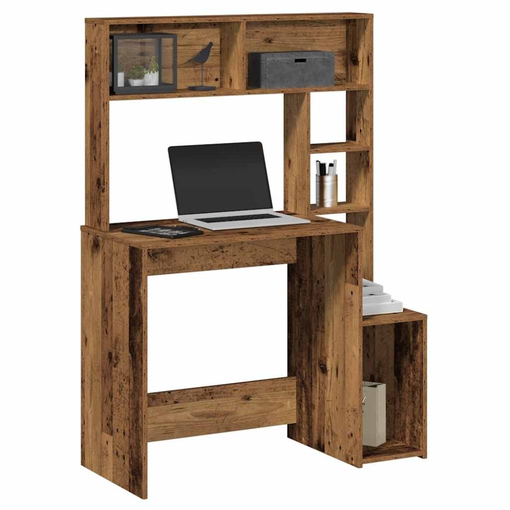 vidaXL Γραφείο με Ράφια Όψη Παλαιού Ξύλου 100x45x140cm Επεξ. Ξύλο 1 τεμ.