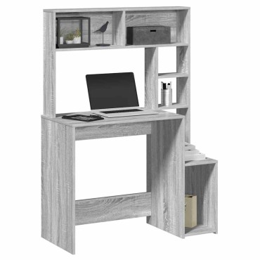 vidaXL Γραφείο με Ράφια Γκρι Sonoma 100x45x140cm Επεξεργασμένο Ξύλο 1 τεμ.