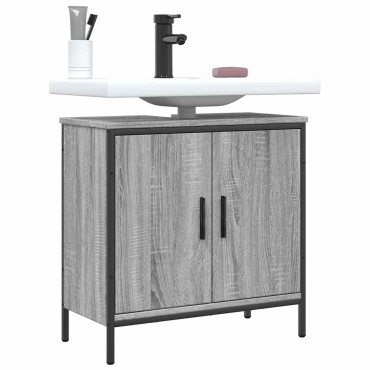 vidaXL Ντουλάπι Νιπτήρα Μπάνιου Γκρι Sonoma 60x30x60cm Επεξ. Ξύλο 1 τεμ.