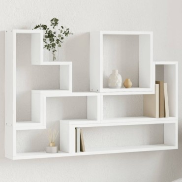 vidaXL Ραφιέρα Τοίχου Λευκό 96x12x64cm από Επεξεργασμένο Ξύλο 1 τεμ.