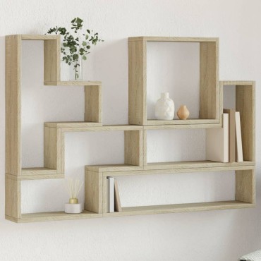 vidaXL Ραφιέρα Τοίχου Sonoma Δρυς 96x12x64cm από Επεξεργασμένο Ξύλο 1 τεμ.