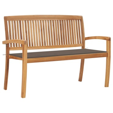 vidaXL Παγκάκι Κήπου Στοιβαζόμενο Μασίφ Ξύλο Teak & Μαξιλάρι 128,5x57,5x90cm 1 τεμ.