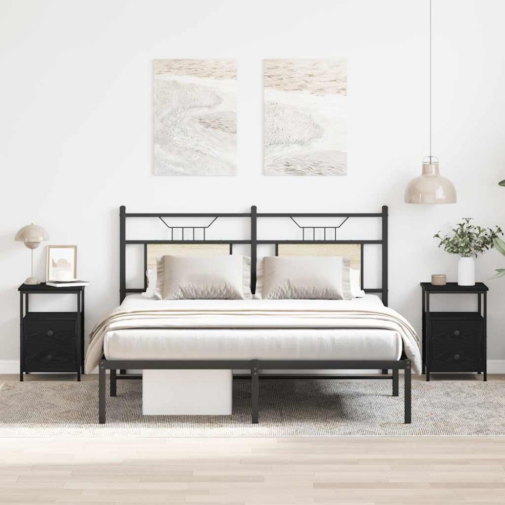 vidaXL Κομοδίνα 2 τεμ. Μαύρη Δρυς 34x35,5x50cm από Τεχνητό Ξύλο