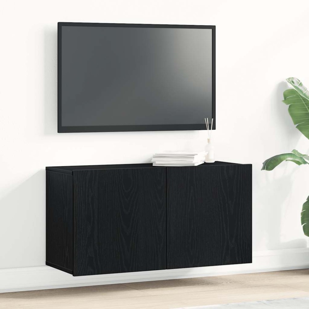 vidaXL Έπιπλο Τηλεόρασης Μαύρο Δρυς 80x30x41cm από Τεχνητό Ξύλο