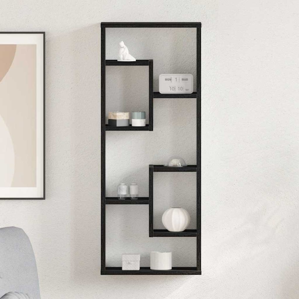 vidaXL Ράφι Τοίχου Μαύρη Δρυς 36x16x90cm από Τεχνητό Ξύλο 1 τεμ.