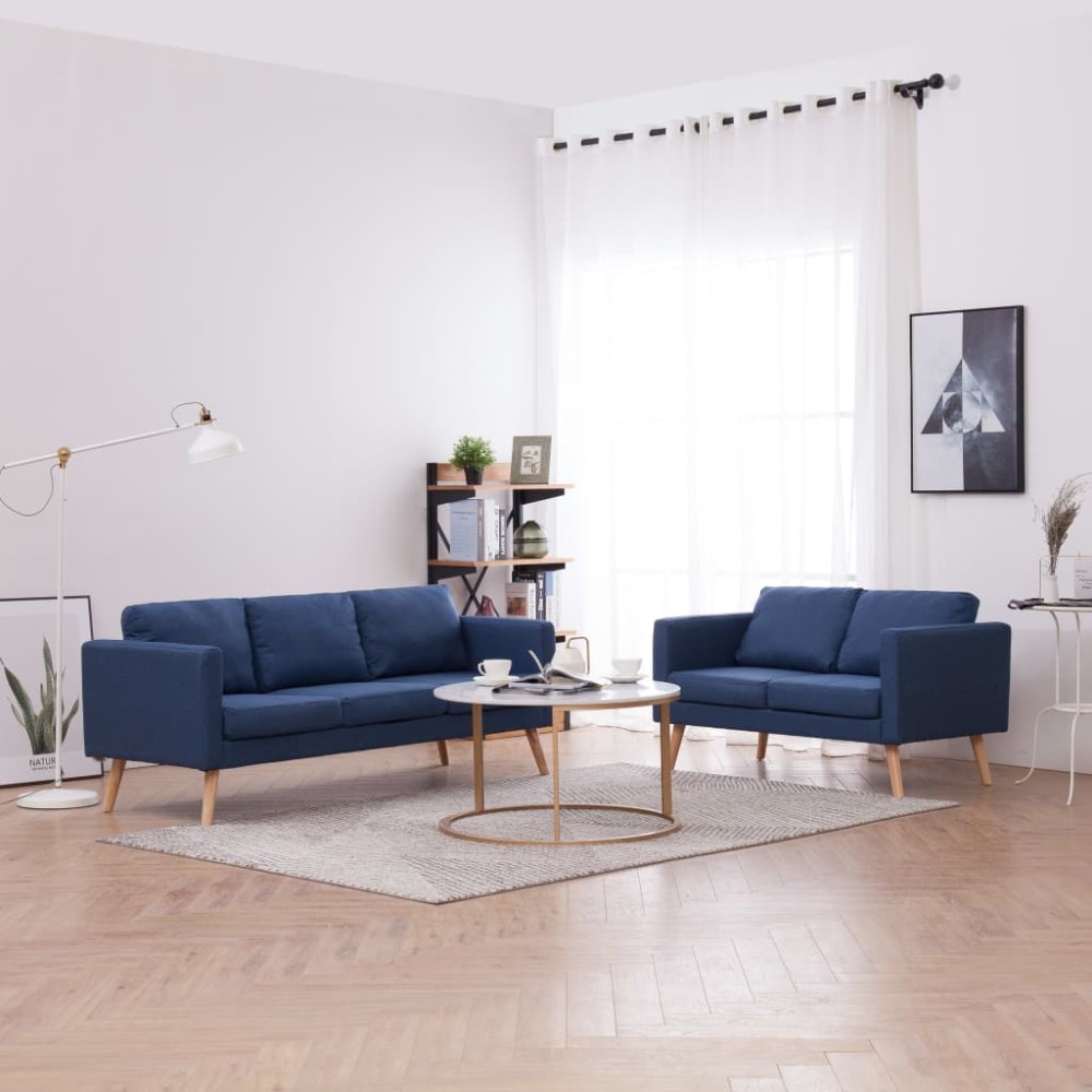 vidaXL Σετ Σαλονιού 2 τεμ. Μπλε Υφασμάτινο 116x70x73cm Διθέσιος Τριθέσιος vidaXL Σετ Σαλονιού 2 τεμ. Μπλε Υφασμάτινο 116x70x73cm Διθέσιος Τριθέσιος