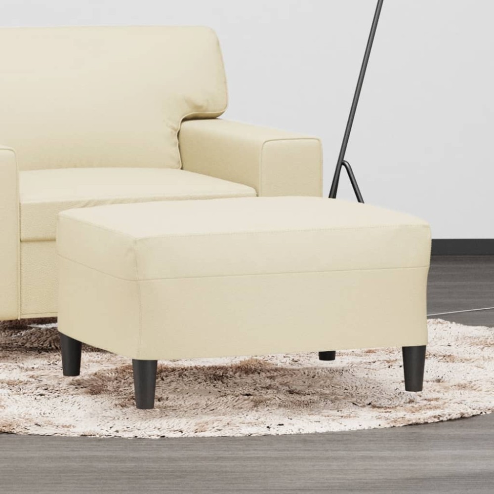 vidaXL Υποπόδιο Κρεμ 70x55x41cm από Συνθετικό Δέρμα 1 τεμ.