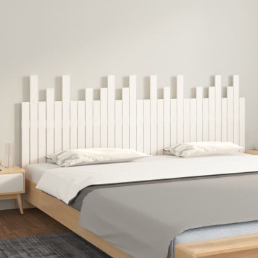 vidaXL Κεφαλάρι Τοίχου Λευκό 204x3x80cm από Μασίφ Ξύλο Πεύκου 1 τεμ.