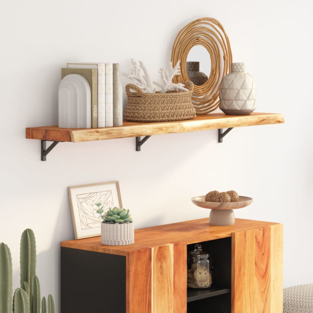 vidaXL Ράφι Επιτοίχιο Ορθ. Live Edge 120x30x2,5cm Μασίφ Ξύλο Ακακίας