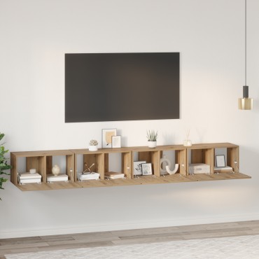 vidaXL Σετ επίπλου τηλεόρασης 4 τμχ. Artisan Oak Επεξεργασμένο Ξύλο