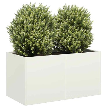 vidaXL Ζαρντινιέρα Λευκή 80x40x40 εκ. από Χάλυβα Ψυχρής Έλασης