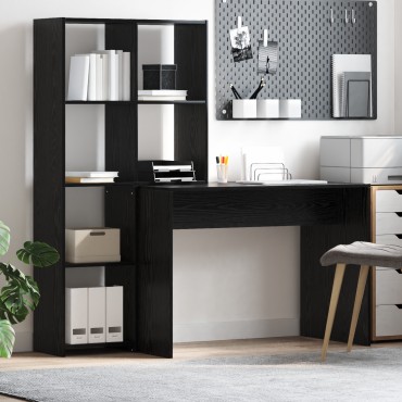 vidaXL Γραφείο Μαύρη Οξυά 138,5x55x143cm Επεξεργασμένο Ξύλο 1 τεμ.