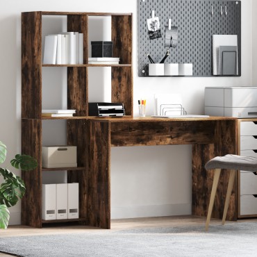 vidaXL Γραφείο Καπνιστό Δρύς 138,5x55x143cm Επεξεργασμένο Ξύλο 1 τεμ.