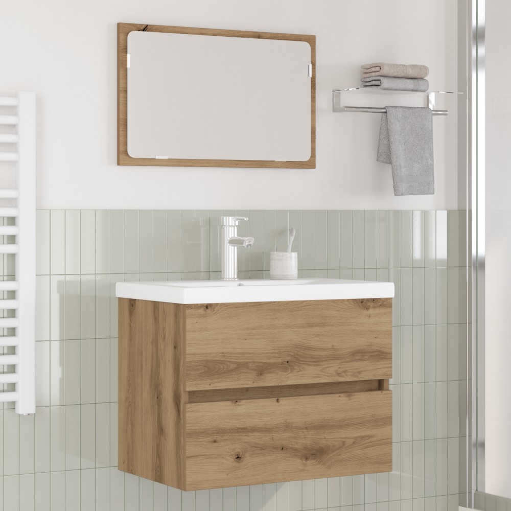 vidaXL Σετ Επίπλων Μπάνιου 3 τεμ. Μαύρη Οξυά 61x39x45 εκ