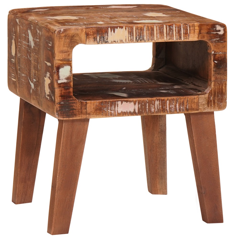vidaXL End Table με ράφι Καφέ 40x32x46cm Στερεό Ανακτηθέν Ξύλο