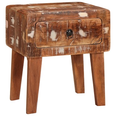 vidaXL End Table με συρτάρι Καφέ 40x32x46cm Στερεό Ανακτηθέν Ξύλο