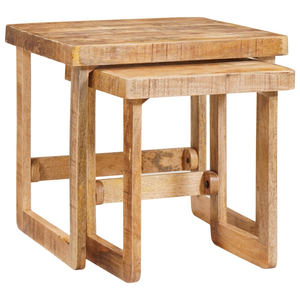 vidaXL Ένθετα τραπέζια 2 τεμ. Καφέ 46x46x45cm Στερεό ξύλο μάνγκο
