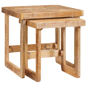 vidaXL Ένθετα τραπέζια 2 τεμ. Καφέ 46x46x45cm Στερεό ξύλο μάνγκο