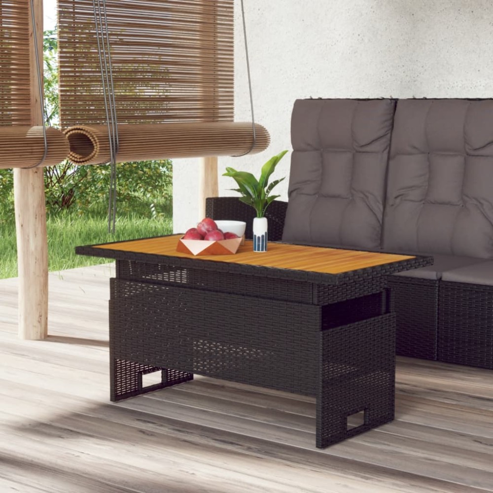 vidaXL Τραπέζι Κήπου Μαύρο 100x50x43/63cm Μασίφ Ακακία & Συνθ. Ρατάν 1 τεμ. vidaXL Τραπέζι Κήπου Μαύρο 100x50x43/63cm Μασίφ Ακακία & Συνθ. Ρατάν 1 τεμ.