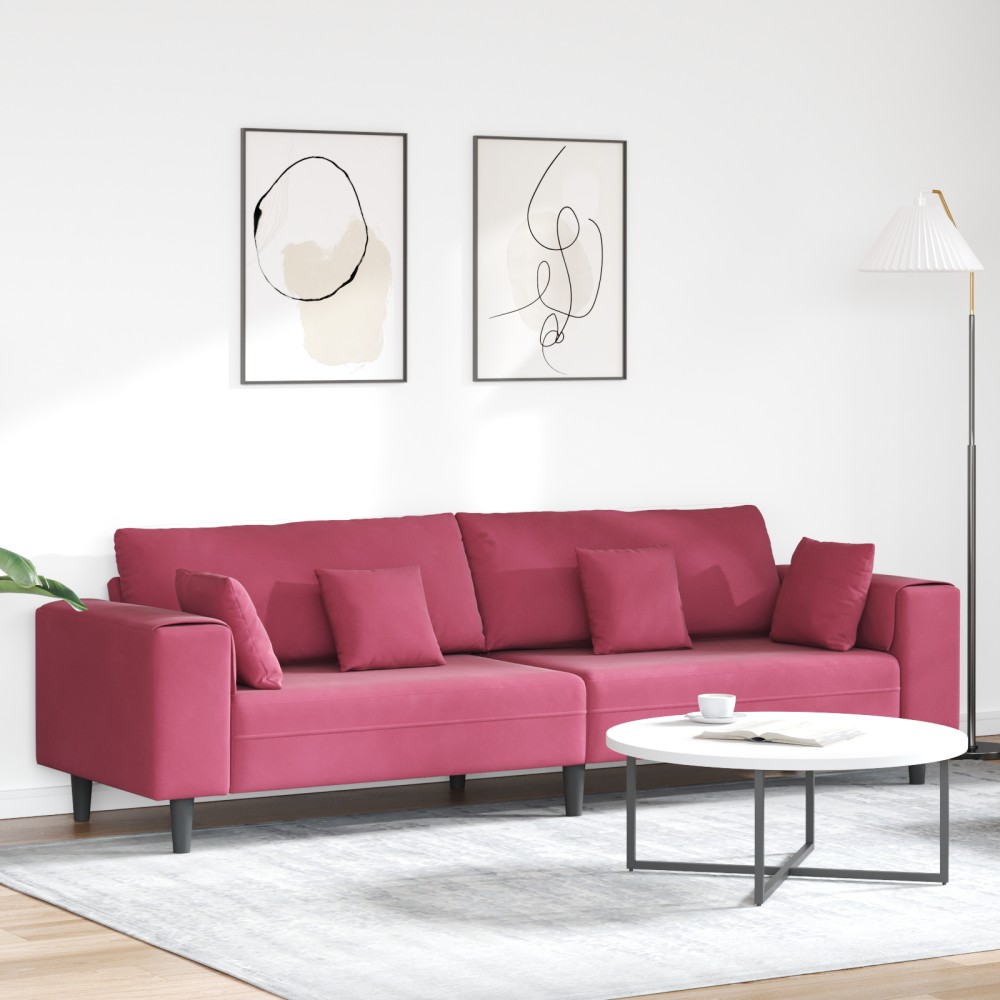 vidaXL Καναπές Κόκκινο 250x77x76cm Βελούδο