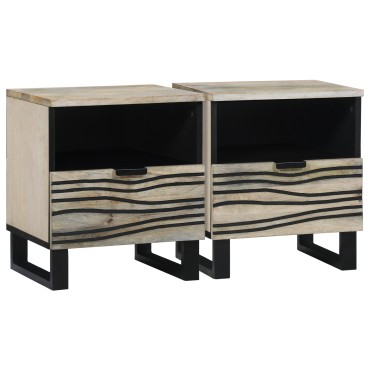 vidaXL Κομοδίνο 2 τεμ. Λευκό 40x33x46cm Επεξεργασμένο Ξύλο