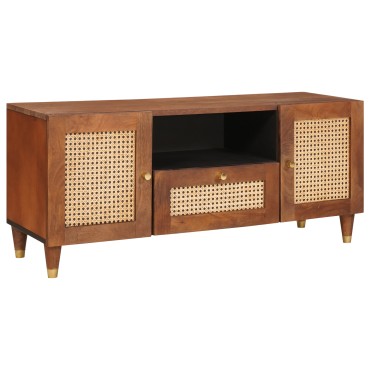 vidaXL Ντουλάπι TV με ράφι Καφέ 105x33,5x46cm Στερεό ξύλο μάνγκο 1 τεμ.