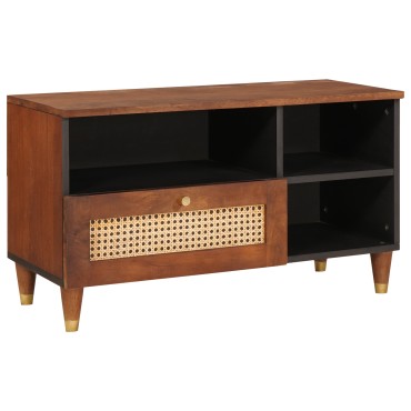vidaXL Ντουλάπι TV με ράφι Καφέ 80x33,5x46cm Στερεό ξύλο μάνγκο 1 τεμ.