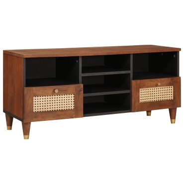 vidaXL Ντουλάπι TV με ράφι Καφέ 100x33,5x46cm Στερεό ξύλο μάνγκο 1 τεμ.