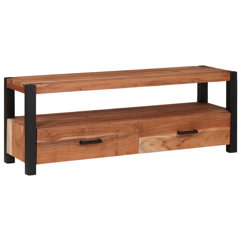vidaXL Ντουλάπι TV με συρτάρι Καφέ 110x30x40cm Μασίφ ξύλο ακακίας 1 τεμ.