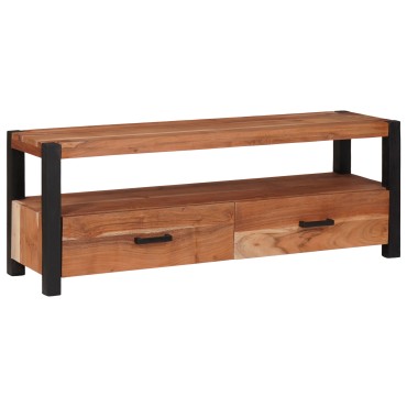 vidaXL Ντουλάπι TV με συρτάρι Καφέ 110x30x40cm Μασίφ ξύλο ακακίας 1 τεμ.