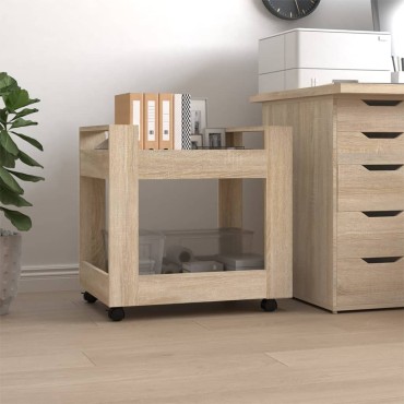 vidaXL Γραφείο Τρόλεϊ Sonoma Δρυς 60x45x60cm από Επεξεργασμένο Ξύλο