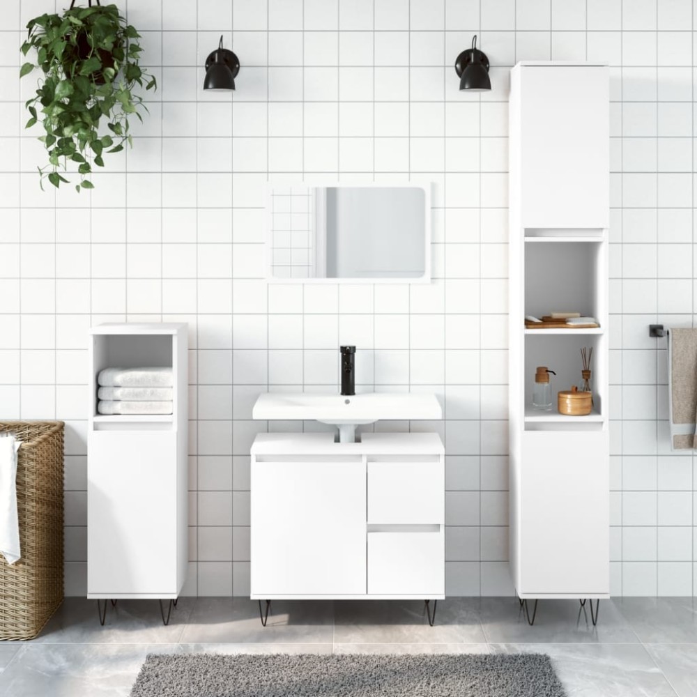 vidaXL Ντουλάπι Μπάνιου Λευκό 30x30x190cm από Επεξεργασμένο Ξύλο