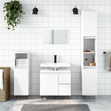 vidaXL Ντουλάπι Μπάνιου Λευκό 30x30x190cm από Επεξεργασμένο Ξύλο