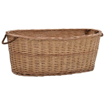 vidaXL Καλάθι Καυσόξυλων με Λαβές Μεταφοράς 88x57x34 εκ. Φυσική Ιτιά