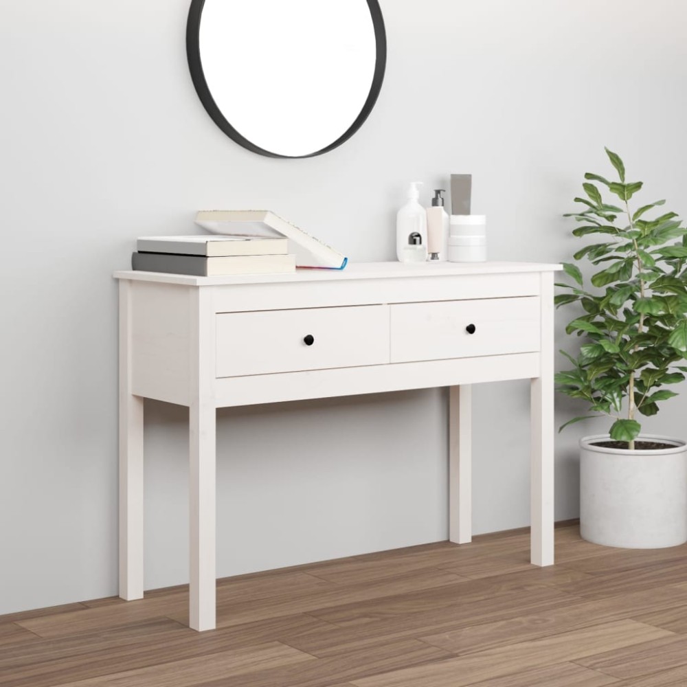 vidaXL Τραπέζι Κονσόλα Λευκό 100x35x75cm από Μασίφ Ξύλο Πεύκου 1 τεμ.