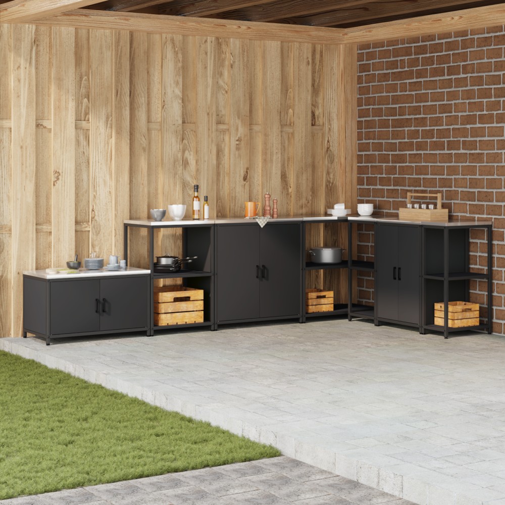 vidaXL Ράφι Κουζίνας HATTEM Μαύρο 60x50x92cm Ατσάλι
