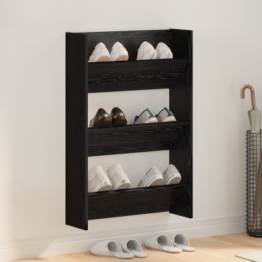 vidaXL Ντουλάπα Παπουτσιών με ράφι Μαύρη Οξυά 60x18x90 εκ
