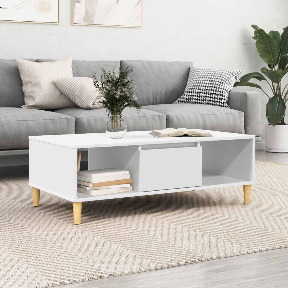 vidaXL Τραπεζάκι σαλονιού Λευκό 102x55x35cm Επεξεργασμένο Ξύλο 1 τεμ.