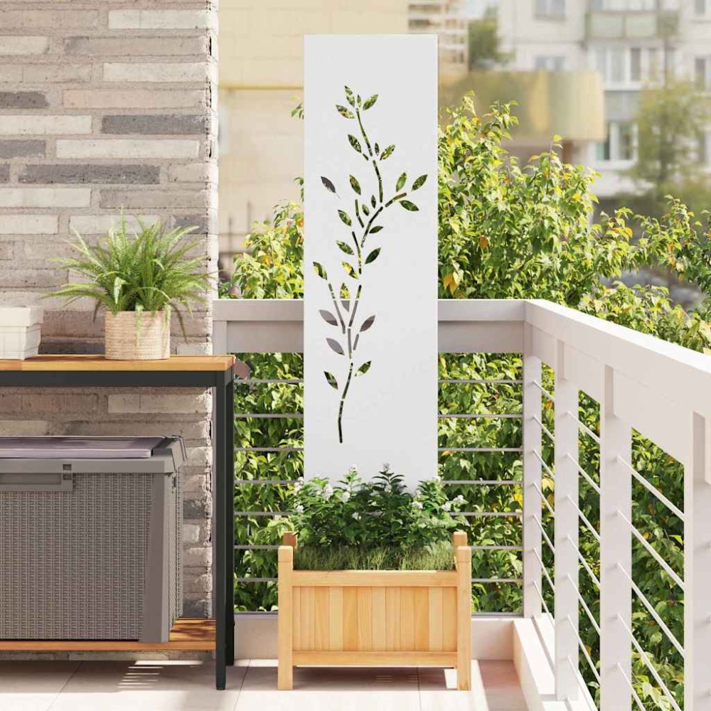 vidaXL Οθόνη Ιδιωτικότητας Κήπου Floral Λευκό 32 χ 140 εκ