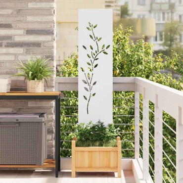 vidaXL Οθόνη Ιδιωτικότητας Κήπου Floral Λευκό 32 χ 140 εκ