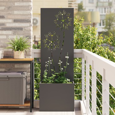 vidaXL Οθόνη Ιδιωτικότητας Κήπου Floral Μαύρο 50 x 32 x 150 εκ